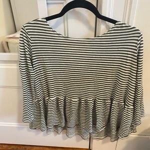 Free People Striped Peplum Top